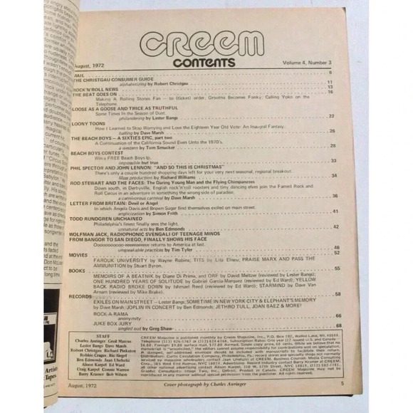 VTG Creem Magazine August 1972 Rod Stewart Faces Todd Rundgren Wolfman Jack - Picture 2 of 4